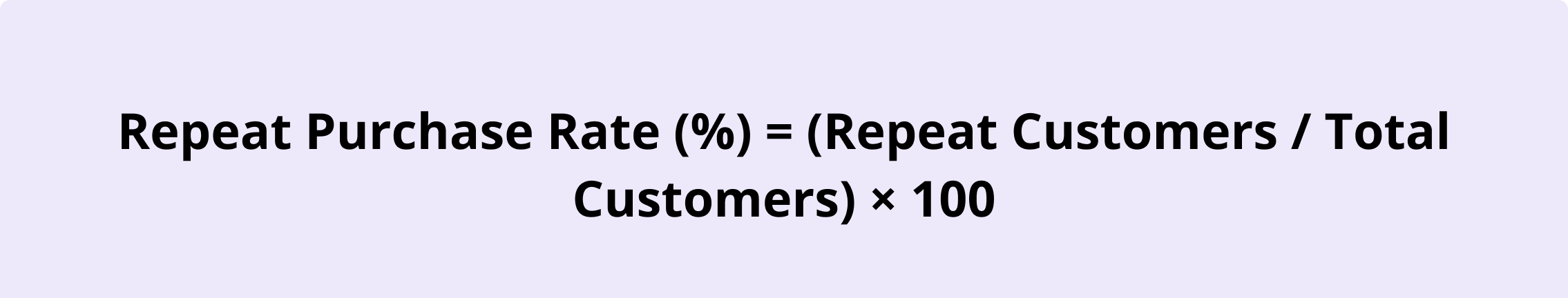 Graphic displaying the Repeat Purchase Rate (RPR) formula: Repeat Purchase Rate (%) = (Repeat Customers ÷ Total Customers) × 100.